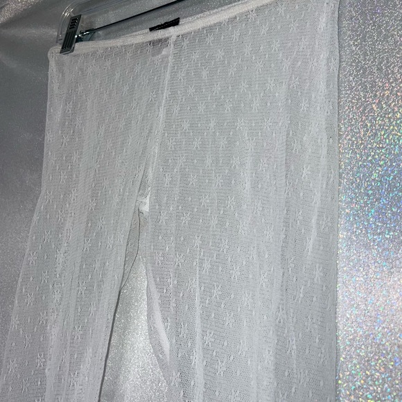 Seduction lace cropped pants white see through mesh sexy cute beach lounge y2k - Picture 2 of 9